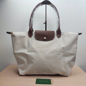 Longchamp Cream and Brown Tote Bag